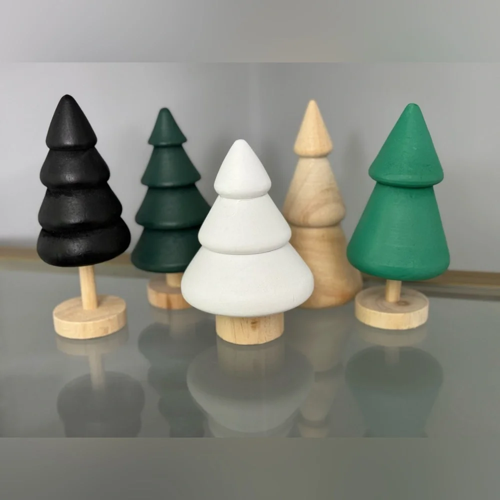 Set of 5 Target BP Wooden Christmas Trees